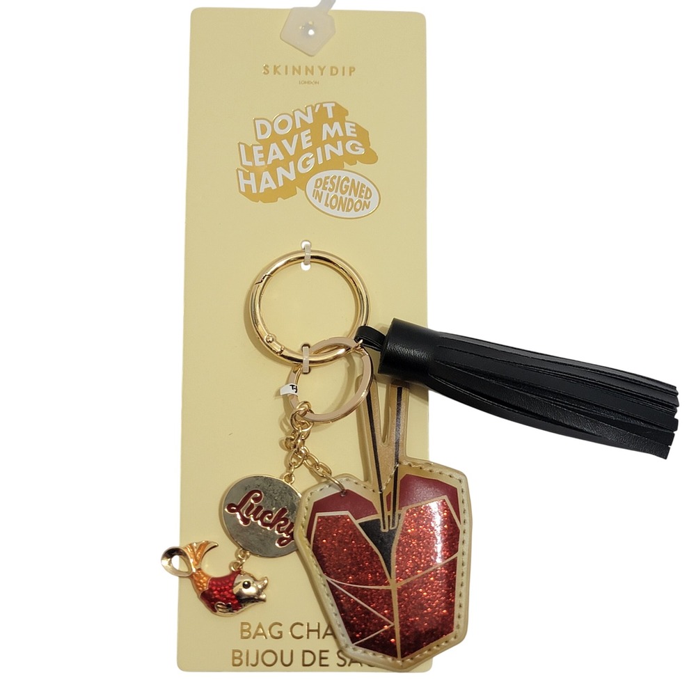 Skinny Dip London Lucky Koi Fish Chinese Takeout Bag Charm Keychain Tassel NWT